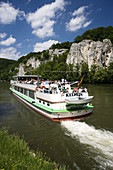 Tour boat by the Danube Gorge, Weltenburg, Bavaria, Germany