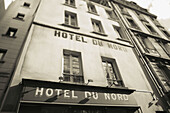 Canal Saint-Martin, Hotel du Nord, made famous in book and film of same name, Paris, France