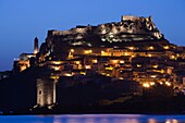 Italy, Sardinia, North Western Sardinia, Castelsardo and Spanish Tower, dawn