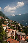 Italy, Lombardy, Lakes Region, Lake Como, Moltrasio, aerial town view