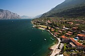 Italy, Veneto, Lake District, Lake Garda, Malcesine, shore view from Castello Scaligero castle