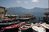 Italy, Lombardy, Lake District, Lake Garda, Limone sul Garda, Porto Vecchio, lake ferry, NR