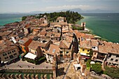 Italy, Lombardy, Lake District, Lake Garda, Sirmione, town view from Castello Scaligero, b 1250