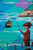 USA, Maryland, Baltimore, Fells Point, wall mural