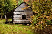 USA, Tennessee, Gatlinburg, Great Smoky Mountains National Park, historic Bud Ogle Farm, 1883-1925, autumn