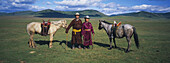 65 year old nomadic man with his wife, Tov Province, Mongolia