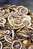 Dried sliced oranges at Kunming market, Kunming, Yunnan, People's Republic of China, Asia