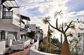 Hotel Jardin Tecina unter Wolkenhimmel, Playa de Santiago, Südküste, Gomera, Kanarische Inseln, Spanien, Europa