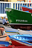 Farbenfrohe Boote, Vueltas am Valle Gran Rey, Gomera, Kanarische Inseln, Spanien, Europa