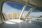View out of the monorail at Palm Jumeirah, Dubai, UAE, United Arab Emirates, Middle East, Asia