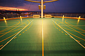 Illuminated playing field on cruise ship AIDA Bella, Mediterranean Sea