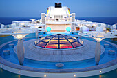 On the deck of AIDA Bella cruise ship in the evening, Mediterranean Sea