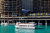 Chicago River and Marina City, Chicago, Illinois, USA