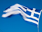 Greek flag, Imerovigli, Santorini, Greece