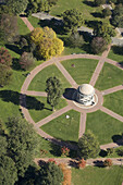 Parkman bandstand, Boston Common aerial, Boston, Massachusetts, USA  autumn colors)