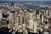Aerial view from harbor, Boston, Massachusetts, USA