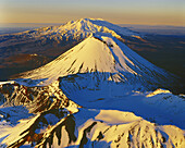 Aerial view of Mount Tongariro Ngauruhoe and Ruapehu New Zealand