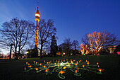 Illumination and Christmas lights at Westfalenpark, Dortmund, Ruhr area, NorthRhine-Westphalia, Germany