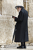 Orthodox jew worshipping at the wailing wall, Jerusalem, Israel, Middle East