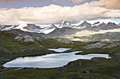 Laghi Trebecchi, Col de Nivolet, Gran Paradiso im Hintergrund, Nationalpark Gran Paradiso, Aostatal, Italien
