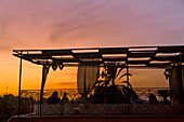 Dachterasse im Abendlicht, Restaurant Café Arabe, Marrakesch, Morokko, Afrika