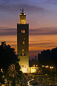 Koutoubia Mosque in the evening light, Marrakech, Morocco, Africa