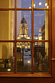 View from French Cathedral towards German Cathedral, Gendarmenmarkt, Berlin Mitte, Berlin, Germany