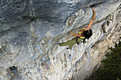 Woman climbing, Adlitzgraeben, Lower Austria, Austria