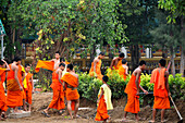 Young monks at Wat Thavron Wararam temple in Kanchanaburi, Thailand, Asia
