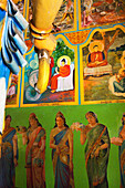 Wandmalereien im Gangaramaya Tempel, Colombo, Sri Lanka, Asien