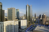 Modern office Buildings on Al Jana Pawla II Street, Warsaw, Poland, Europe