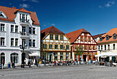 New Market square in Waren, Mueritz, Mecklenburg Lake district, Mecklenburg-Western Pomerania, Germany