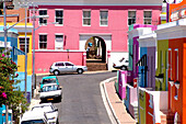 Colourful houses in the sunlight, Bo-Kaap, Cape Malay Quarter, Cape Town, South Africa, Africa