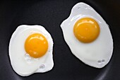 Two fried eggs in the pan