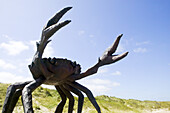 Work of art in metal, in the shape of a crab. Slettestrand, Jutland, Denmark