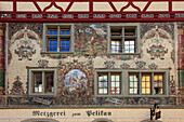 Hausfassaden am Rathausplatz, Stein am Rhein, Hochrhein, Bodensee, Untersee, Kanton Schaffhausen, Schweiz, Europa