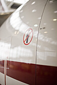Sign on an airplane, Munich airport, Bavaria, Germany