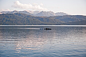 Boat on lake Walchensee, Upper Bavaria, Germany