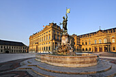 Fountain Frankoniabrunnen and Wuerzburger residence, Wuerzburg, UNESCO World Heritage Site Wuerzburg, Bavaria, Germany