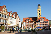 Zwillingshäuser am Marktplatz in Bad Mergentheim, Bad Mergentheim, Baden-Württemberg, Deutschland
