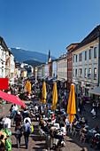 Pavement cafes, main square, Villach, Carinthia, Austria
