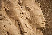 Giant statues at the temple of Rameses II., Abu Simbel, Egypt, Africa