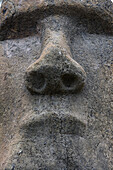 Close up of Rapa Nui Moai statue outside Museo Fonck at Casa Delano, Valparaiso, Chile, South America, America