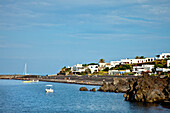 White houses, Stromboli village, Stromboli volcanic Island, Aeolian islands, Sicily, Italy