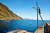 Harbour, Rinella, Salina Island, Aeolian islands, Sicily, Italy