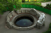 Sculpture at the Donau springs near Fürstenberg castle, Donaueschingen, Black Forest, Danube river, Baden-Württemberg, Germany