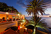Restaurant of Ponta do Sol hotel in the evening light, Ponta do Sol, Madeira, Portugal