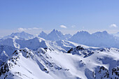 View to Villgratner Berge mountain range and Sextener Dolomites range, Hinterbergkofl, Staller Sattel, Villgratner Berge range, South Tyrol, Italy