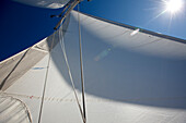 Sails of a sailing boat in the sunlight, Croatia, Europe