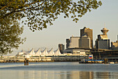downtown Vancouver, BC, Canada, from Stanley Park, Canada Place, Waterfront Hotel and Vancouver Convention Centre